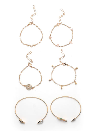 Scintillare By Sukkhi Attractive Fashionable Latest Stylish Multilayer Gold Plated with Crystal Diamond Studded Kada Bracelet Combo Jewellery for Women & Girls|Pack of 6|CBBC107167