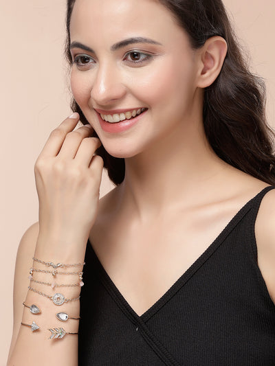 Scintillare By Sukkhi Attractive Fashionable Latest Stylish Multilayer Gold Plated with Crystal Diamond Studded Kada Bracelet Combo Jewellery for Women & Girls|Pack of 6|CBBC107167