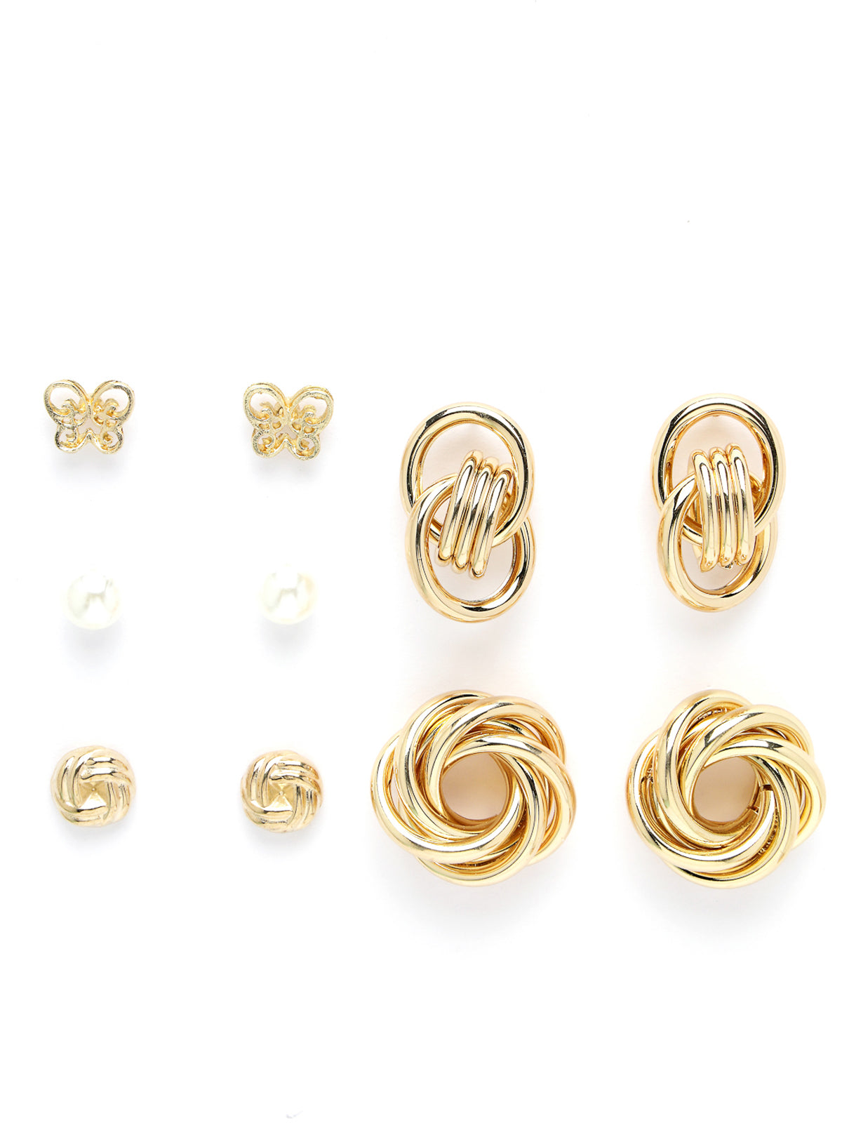 Scintillare by Sukkhi Lovely Gold Plated Studs & Hoop Geometric Combo Earrings for Women & Girls Stylish Fashion|6 Pair of Combo Set|Birthday Gift for Girls & Women Anniversary Gift for Wife|CBE106537