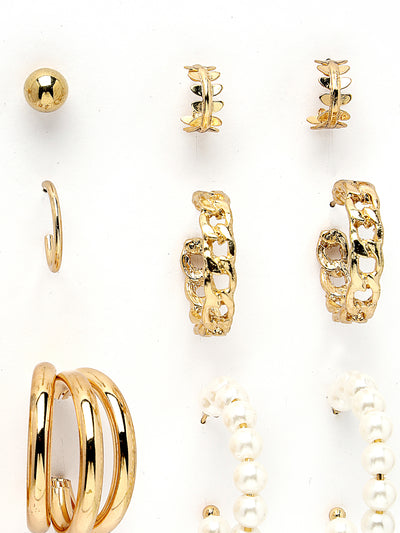 Scintillare by Sukkhi Eye-Catchy Gold Plated Multicolor Crystals Stones Geometric Studs Combo Earring for Women & Girls | Stylish Fashion|11 Pair of Combo Set|CBE106566