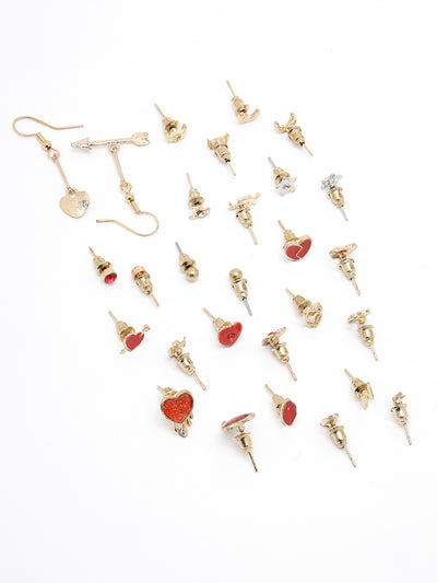 Scintillare by Sukkhi Beautiful Gold Plated Non Precious Base Metal Multicolor Crystals Geometric Studs Combo Earring for Women & Girls Stylish Fashion|6 Pair of Earrings Combo Set|CBE106683