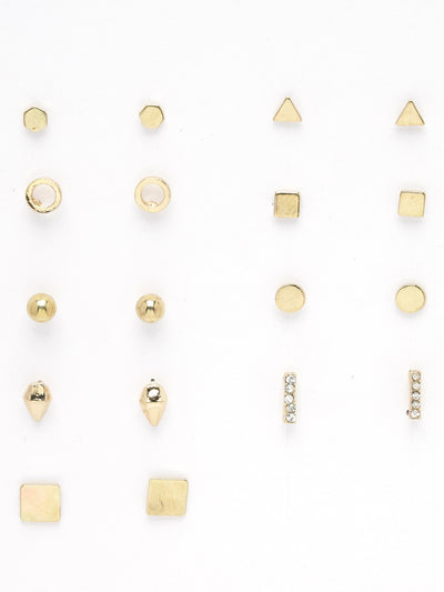 Scintillare by Sukkhi Beautiful Gold Plated Non Precious Base Metal Multicolor Crystals Geometric Studs Combo Earring for Women & Girls Stylish Fashion|6 Pair of Earrings Combo Set|CBE106683