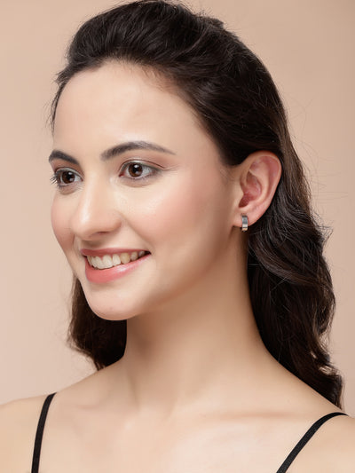 Scintillare By Sukkhi Western Style 316L Stainless Steel with Silver Black Hoop Combo Earrings for Men & Women| for Unisex|Pair of 2|CBE107171