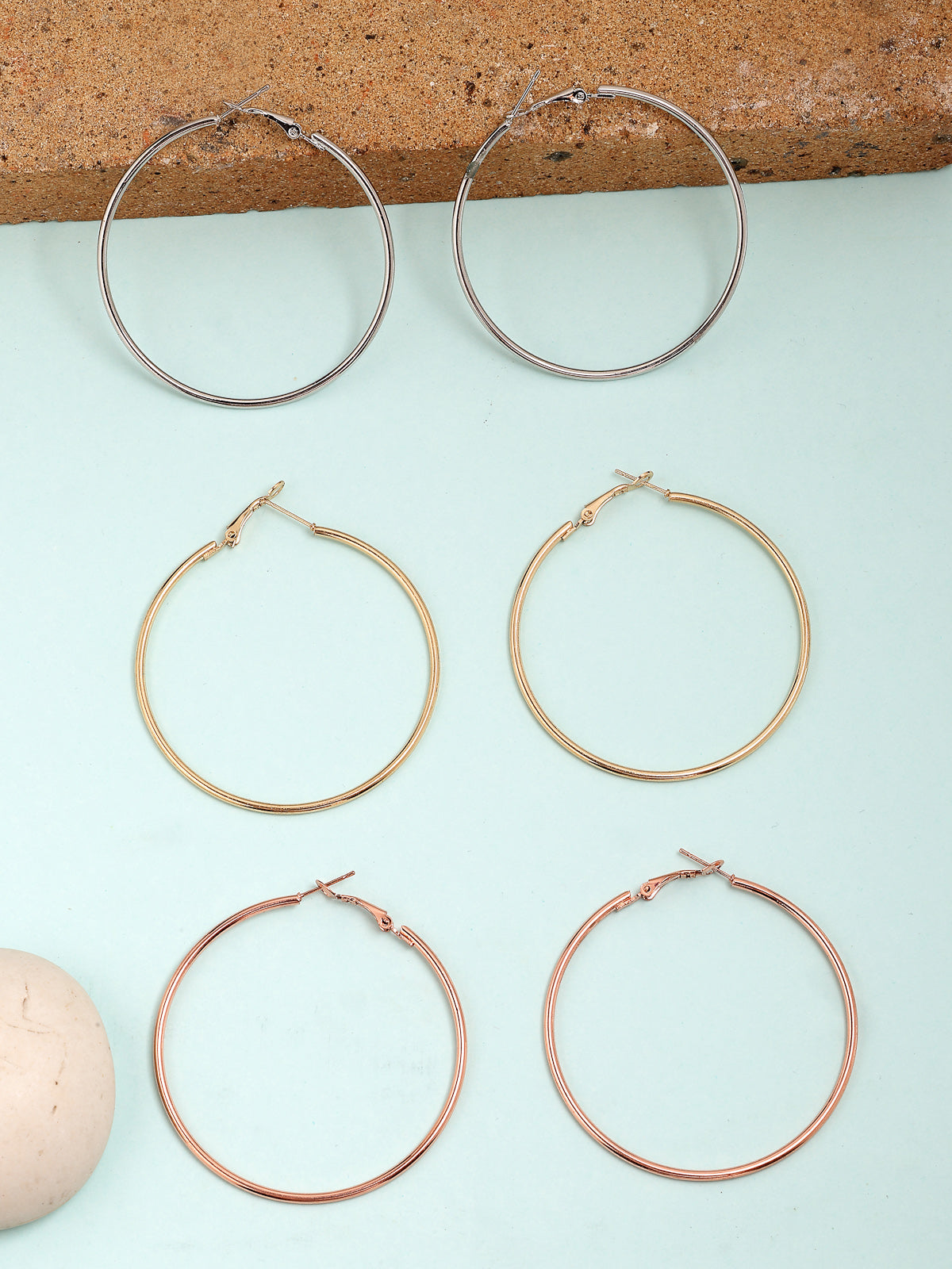 Scintillare By Sukkhi Fashion-Forward Geometric Circle Shaped Hoop  Combo Earrings for Women & Girls|Pair of 3|CBE107172