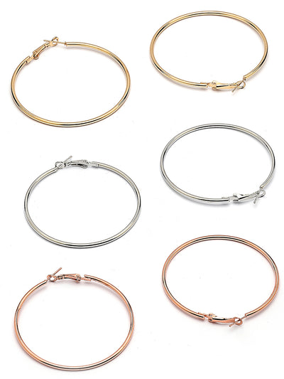 Scintillare By Sukkhi Fashion-Forward Geometric Circle Shaped Hoop  Combo Earrings for Women & Girls|Pair of 3|CBE107172