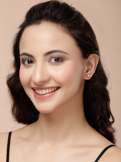 Scintillare By Sukkhi Pretty Latest Stylish Fashionable Gold & Silver Plated with Crystal Stones Studded Studs Combo Earrings For Women & Girls|Pairs of 24|CBE107174