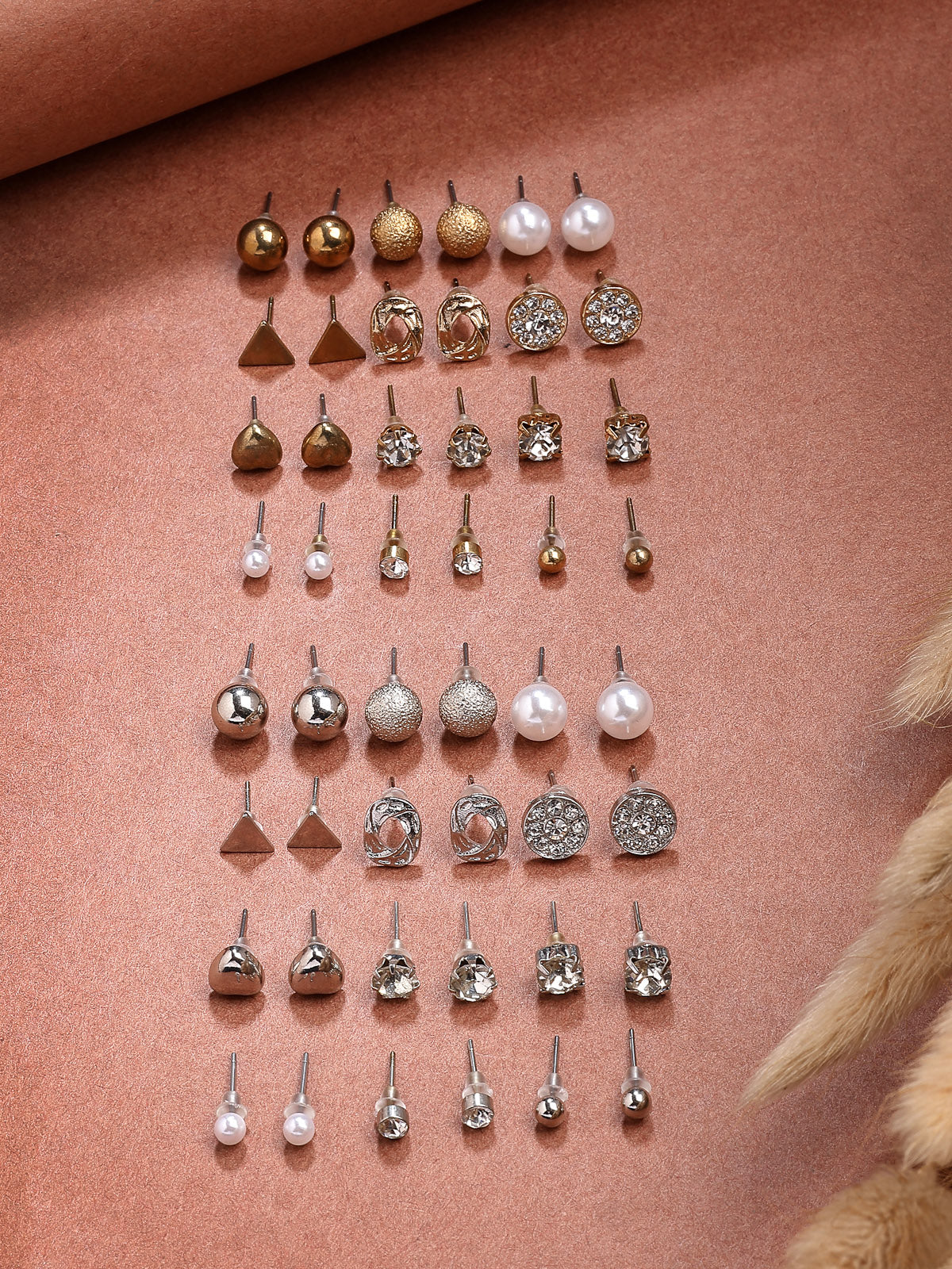 Scintillare By Sukkhi Pretty Latest Stylish Fashionable Gold & Silver Plated with Crystal Stones Studded Studs Combo Earrings For Women & Girls|Pairs of 24|CBE107174