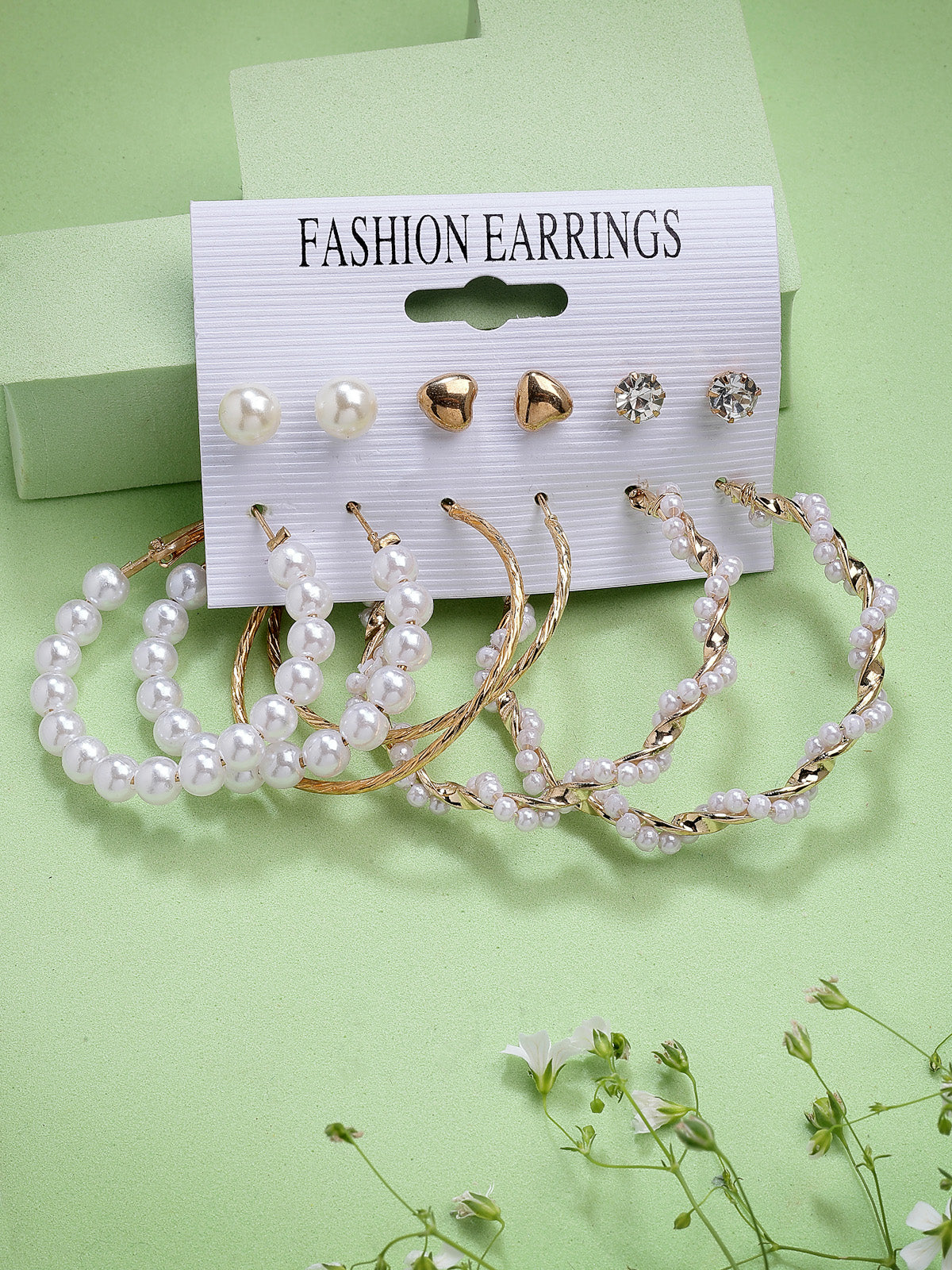 Scintillare By Sukkhi Western Stylish Gold Plated Studs & Hoop Style Combo Earrings For Women & Girls|Pair of 6|CBE107177