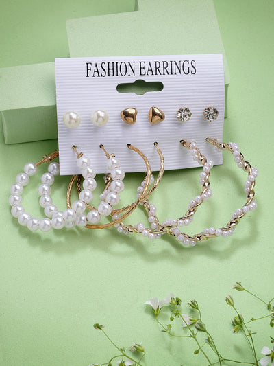 Scintillare By Sukkhi Western Stylish Gold Plated Studs & Hoop Style Combo Earrings For Women & Girls|Pair of 6|CBE107177