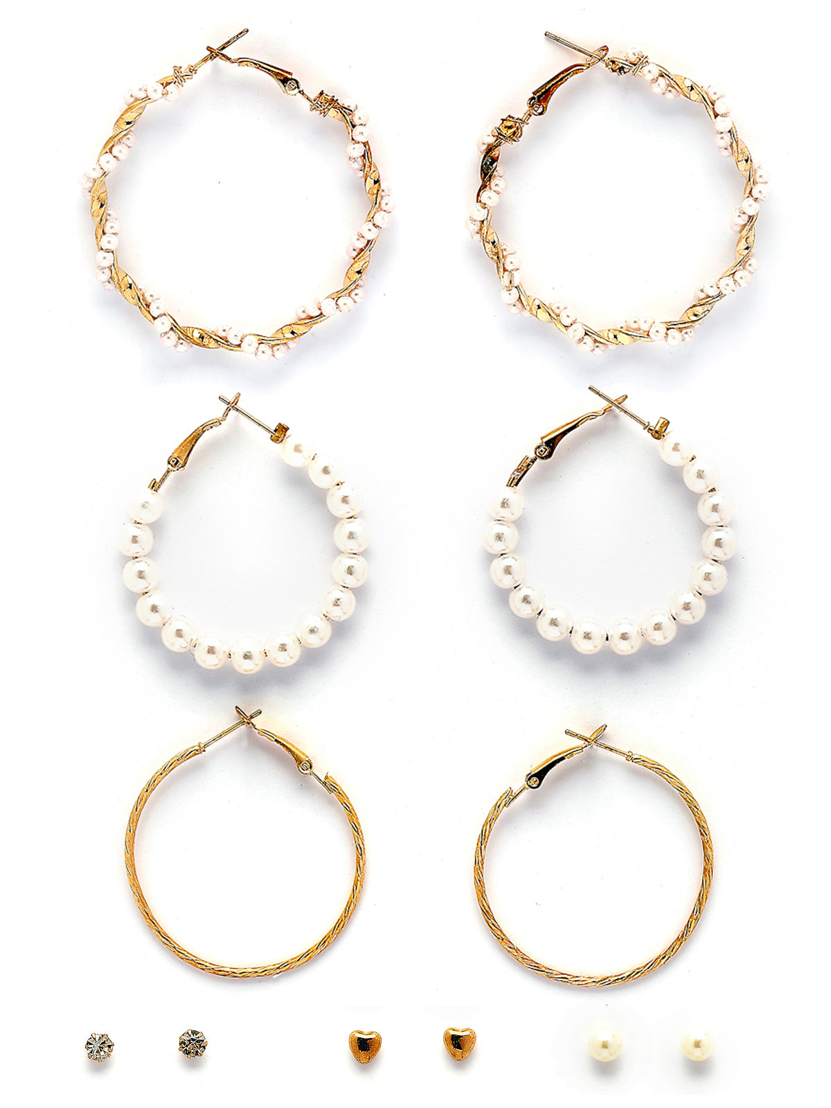Scintillare By Sukkhi Western Stylish Gold Plated Studs & Hoop Style Combo Earrings For Women & Girls|Pair of 6|CBE107177