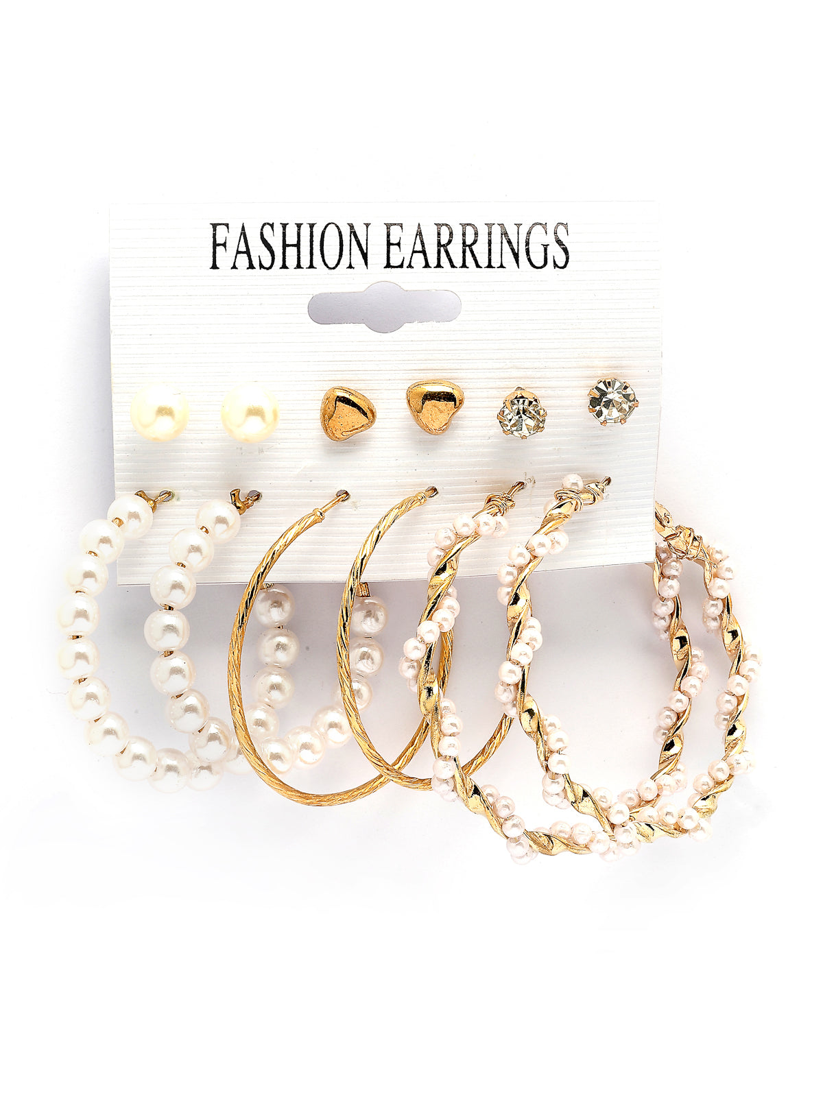 Scintillare By Sukkhi Western Stylish Gold Plated Studs & Hoop Style Combo Earrings For Women & Girls|Pair of 6|CBE107177