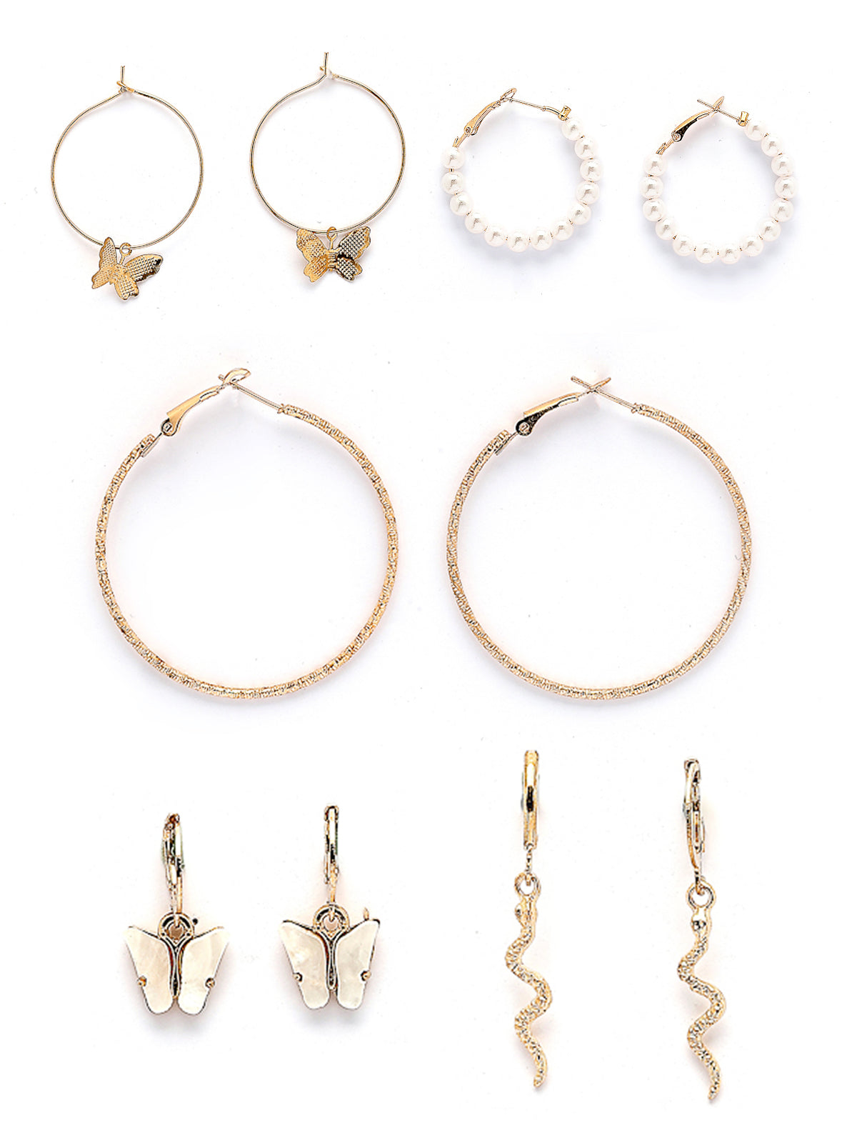 Scintillare By Sukkhi Decorative Latest Stylish Gold Plated Pearls Western Hoop Combo Earrings for Women & Girls|Pair of 5|Gifts for Wife Girlfriend Mother Sister|CBE107183