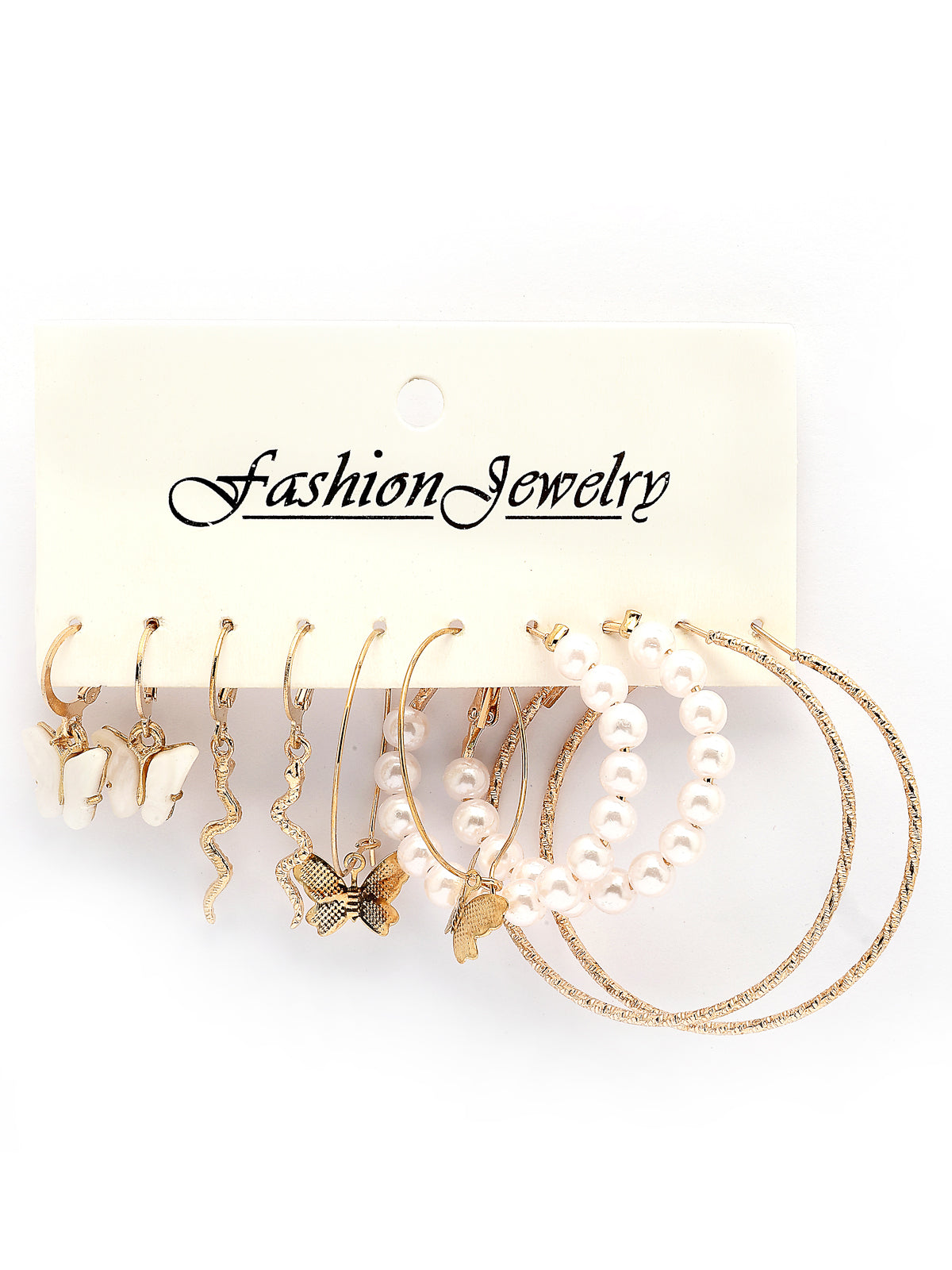 Scintillare By Sukkhi Decorative Latest Stylish Gold Plated Pearls Western Hoop Combo Earrings for Women & Girls|Pair of 5|Gifts for Wife Girlfriend Mother Sister|CBE107183