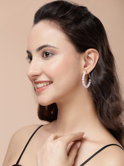 Scintillare By Sukkhi Decorative Latest Stylish Gold Plated Pearls Western Hoop Combo Earrings for Women & Girls|Pair of 5|Gifts for Wife Girlfriend Mother Sister|CBE107183