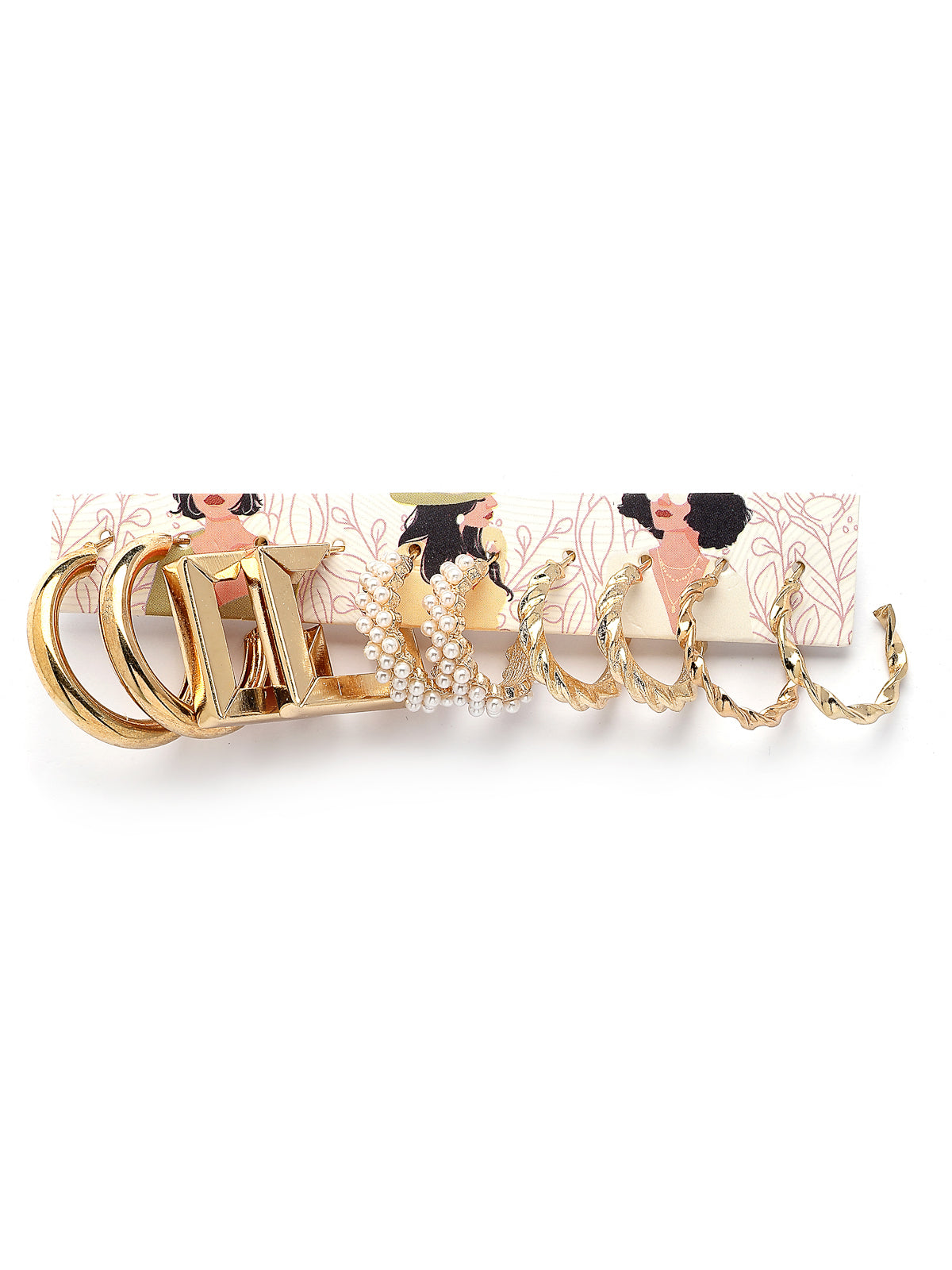Scintillare By Sukkhi Beautiful Gold Plated Pearls Studded Contemporary Min Hoop Style Combo Earrings for Women & Girls|Pair of 5|Gifts for Wife Girlfriend Mother Sister|CBE107186