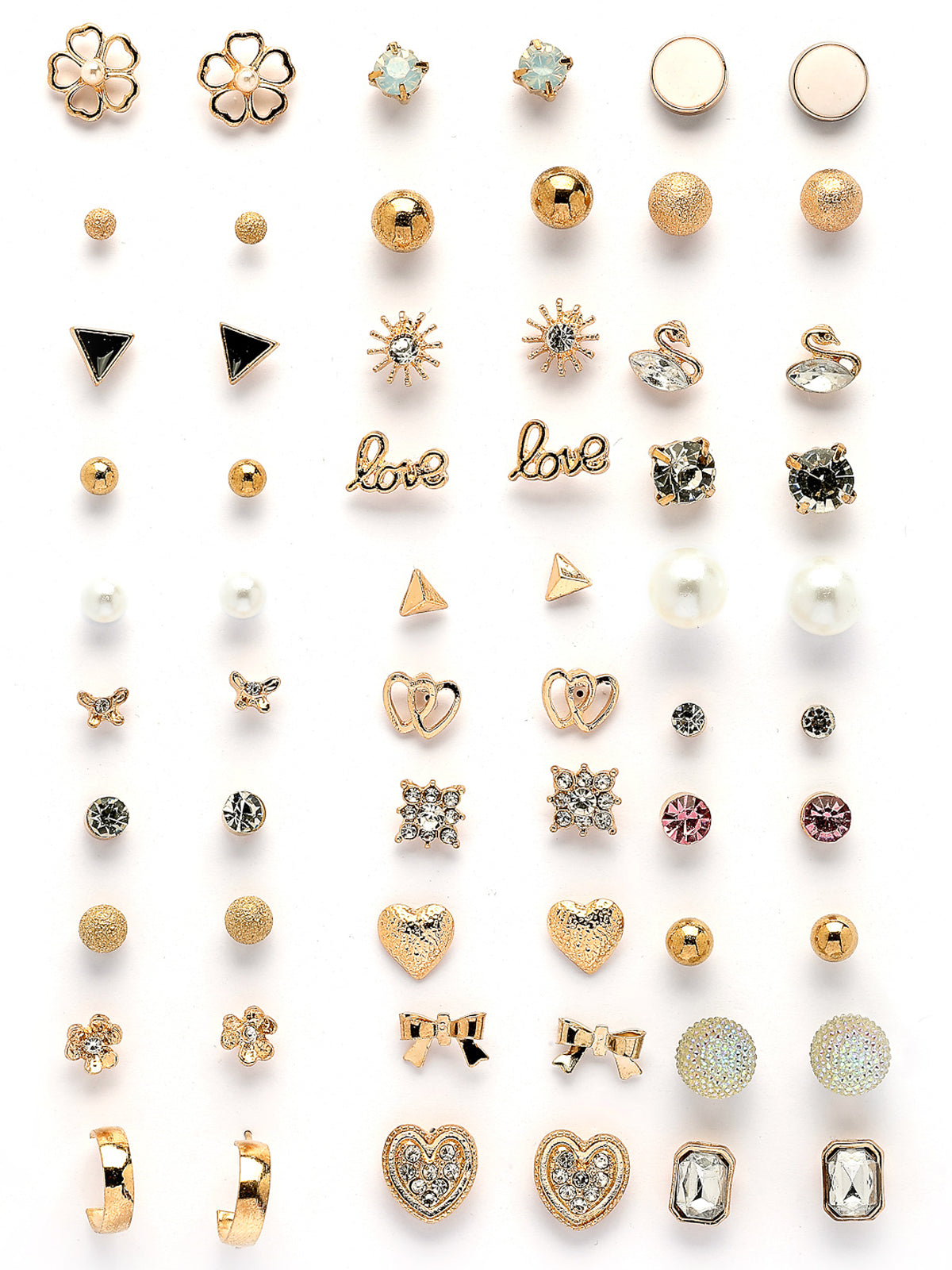 Scintillare By Sukkhi Most Beautiful Latest Stylish Gold Plated Crystal & Pearls Studded Studs Combo Earrings  For Women & Girls|Pair of 30|Gifts for Wife Girlfriend Mother Sister|CBE107188