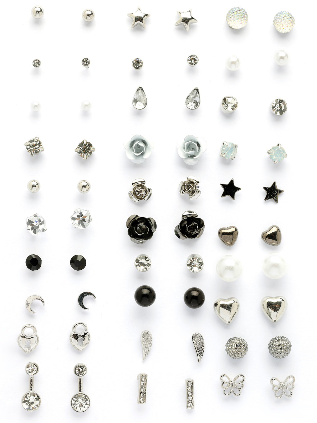 Scintillare By Sukkhi Ultra-Modern Multi Stylish Rhodium Plated Crystal & Pearls Studded Studs Combo Earrings For Women & Girls|Pair of 30|Gifts for Wife Girlfriend Mother Sister|CBE107190