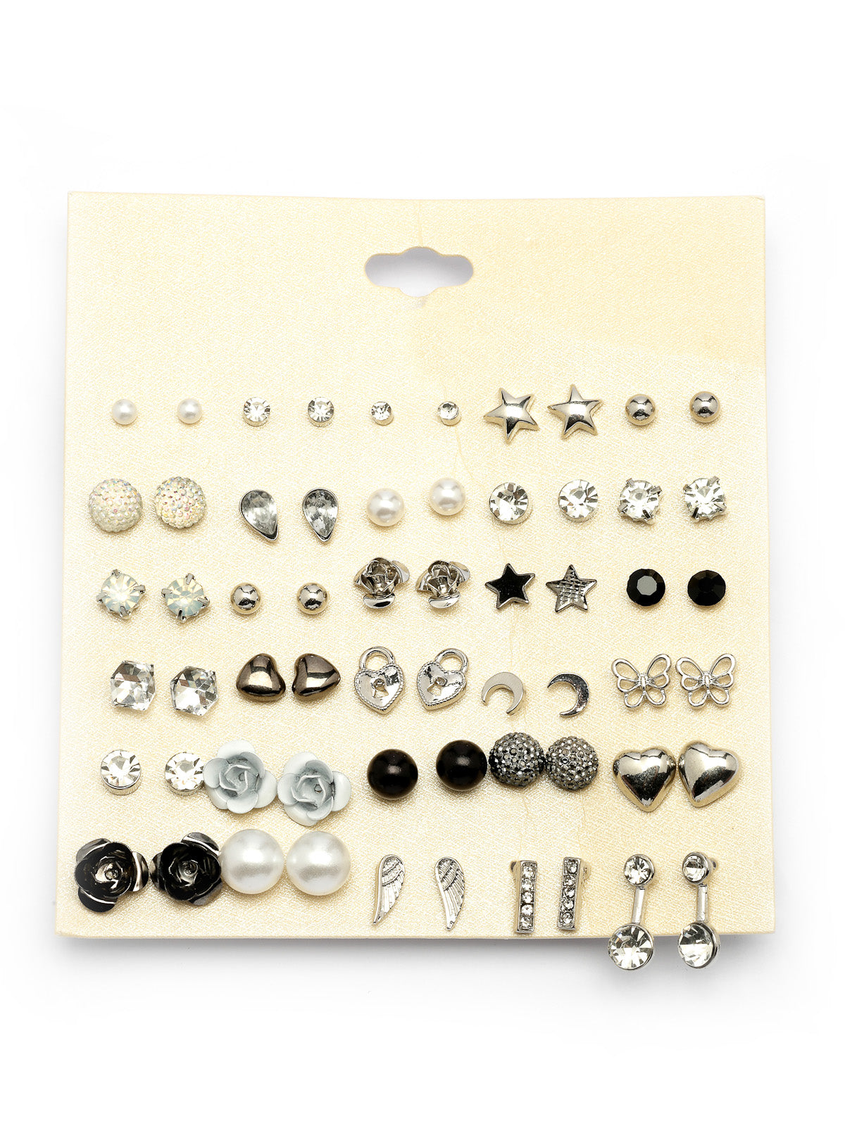 Scintillare By Sukkhi Ultra-Modern Multi Stylish Rhodium Plated Crystal & Pearls Studded Studs Combo Earrings For Women & Girls|Pair of 30|Gifts for Wife Girlfriend Mother Sister|CBE107190