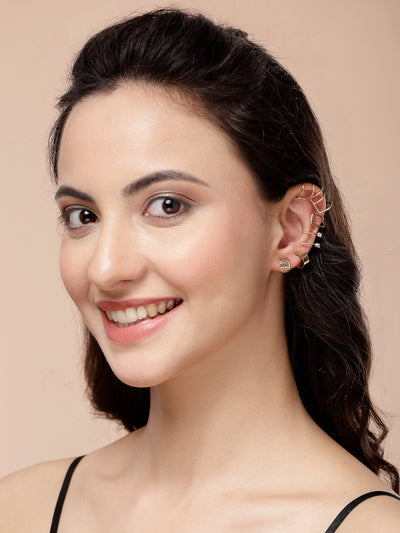 Scintillare By Sukkhi Latest Stylish Fashinable Gold Plated Multi Style Clip On Ear Cuff Combo Earrings For Women Girls & Men|Pc of 12|CBE107191