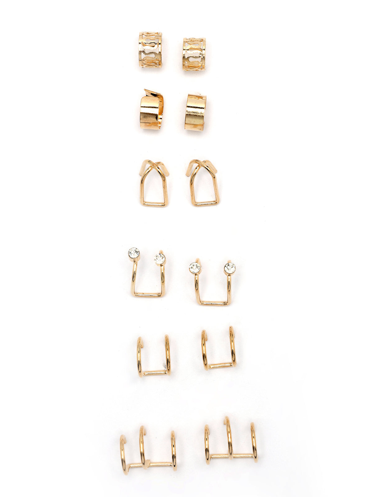 Scintillare By Sukkhi Latest Stylish Fashinable Gold Plated Multi Style Clip On Ear Cuff Combo Earrings For Women Girls & Men|Pc of 12|CBE107191