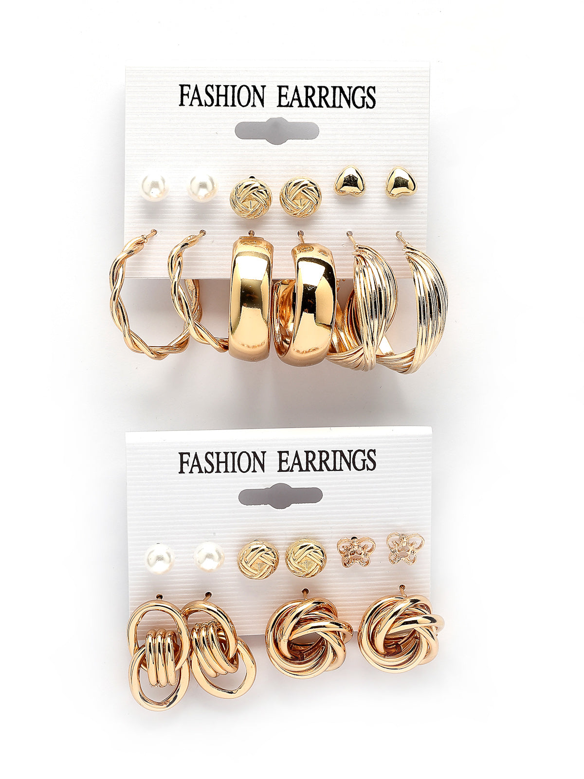 Scintillare By Sukkhi Decent Latest Stylish Fashionable Geometric Shaped Unique Studs Hoop Pearls Studded Gold Plated Combo Earrings For Women & Girls|Pair of 11|CBE107193