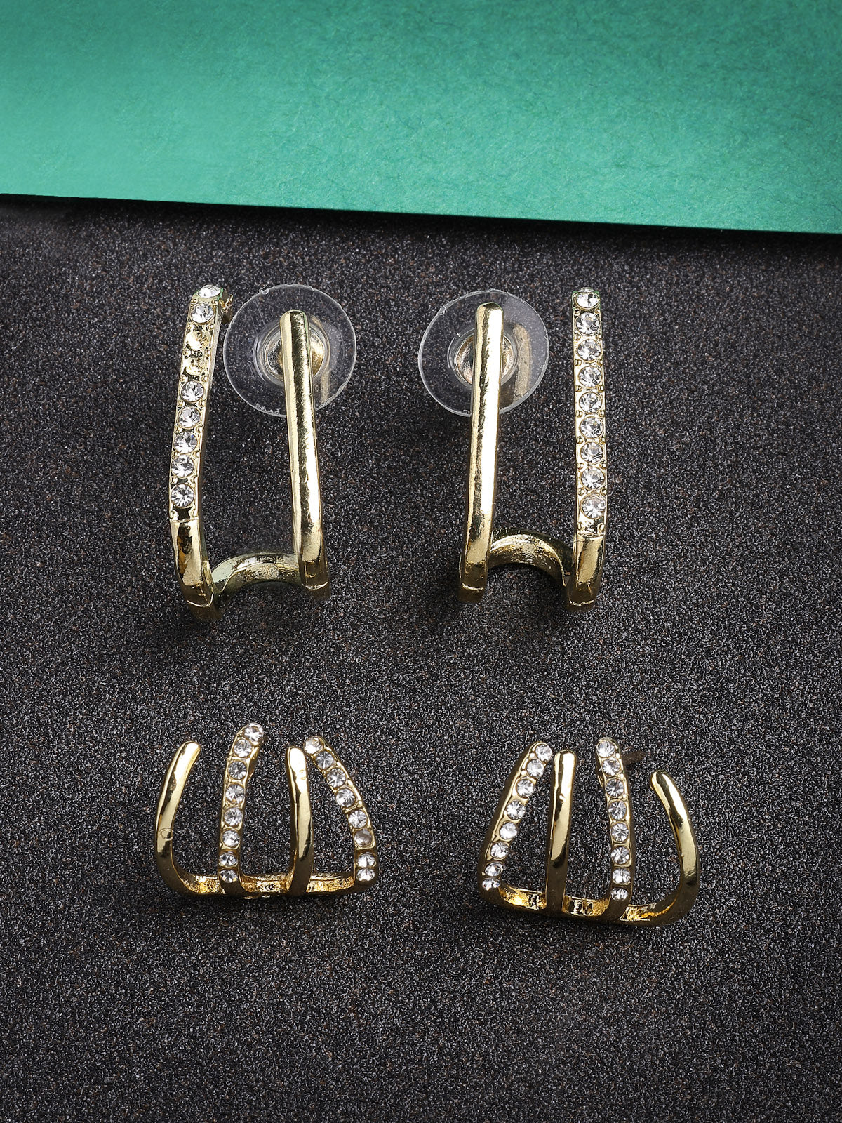 Scintillare By Sukkhi Trendy Latest Fashionable Gold Plated Crystal Diamond Studded Ear Cuff Combo Earrings For Women & Girls|Pc of 4|Gifts for Wife Girlfriend Mother Sister|CBE107195