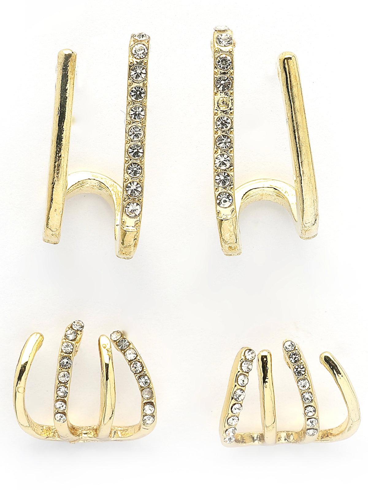 Scintillare By Sukkhi Trendy Latest Fashionable Gold Plated Crystal Diamond Studded Ear Cuff Combo Earrings For Women & Girls|Pc of 4|Gifts for Wife Girlfriend Mother Sister|CBE107195