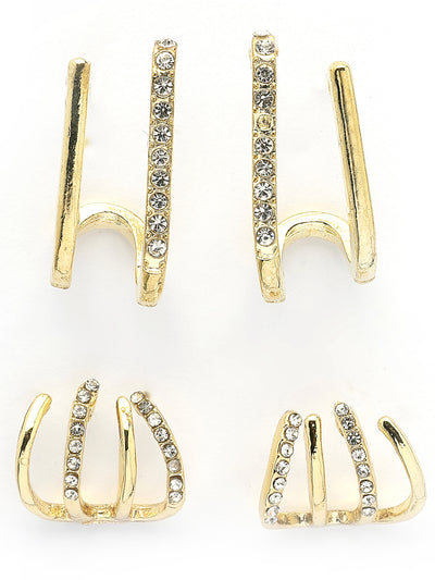 Scintillare By Sukkhi Trendy Latest Fashionable Gold Plated Crystal Diamond Studded Ear Cuff Combo Earrings For Women & Girls|Pc of 4|Gifts for Wife Girlfriend Mother Sister|CBE107195