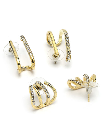 Scintillare By Sukkhi Trendy Latest Fashionable Gold Plated Crystal Diamond Studded Ear Cuff Combo Earrings For Women & Girls|Pc of 4|Gifts for Wife Girlfriend Mother Sister|CBE107195