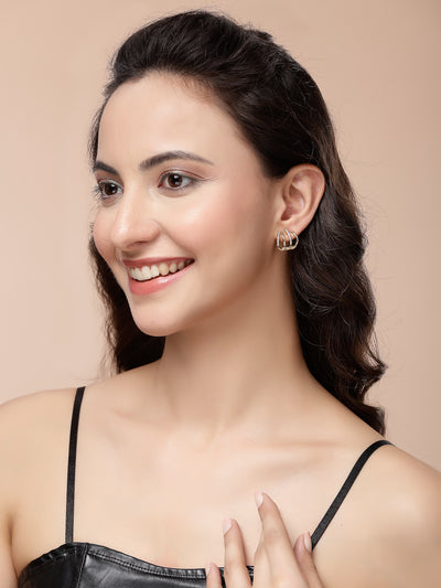 Scintillare By Sukkhi Trendy Latest Fashionable Gold Plated Crystal Diamond Studded Ear Cuff Combo Earrings For Women & Girls|Pc of 4|Gifts for Wife Girlfriend Mother Sister|CBE107195