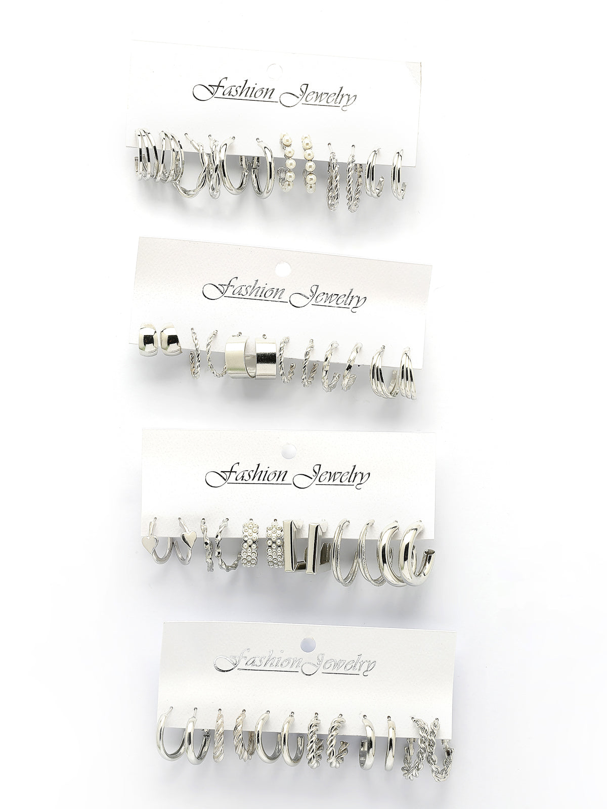 Scintillare By Sukkhi Versatile Latest Style Fashionable Celebrity Inspired Rhodium Plated with Geometric Twist Pearls Hoop Dangle Combo Earring for Women & Girls|Pair of 24|CBE107200