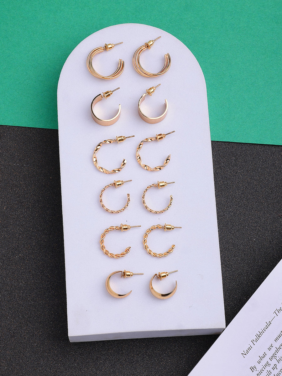 Scintillare By Sukkhi Fashion Forward Latest Stylish Gold Plated Trendy Style Hoop Combo Earrings for Women & Girls|Pair of 6|CBE107201