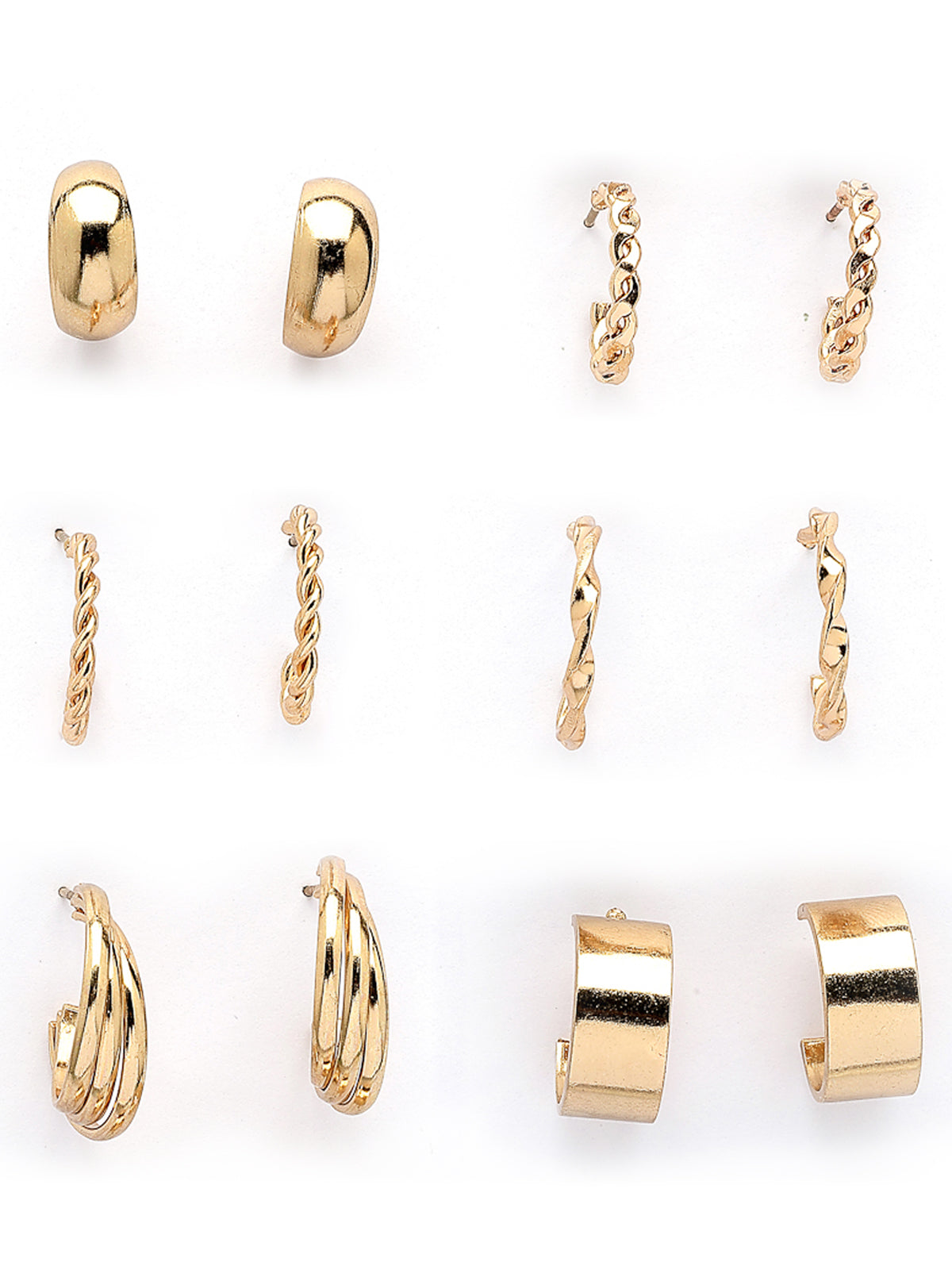 Scintillare By Sukkhi Fashion Forward Latest Stylish Gold Plated Trendy Style Hoop Combo Earrings for Women & Girls|Pair of 6|CBE107201
