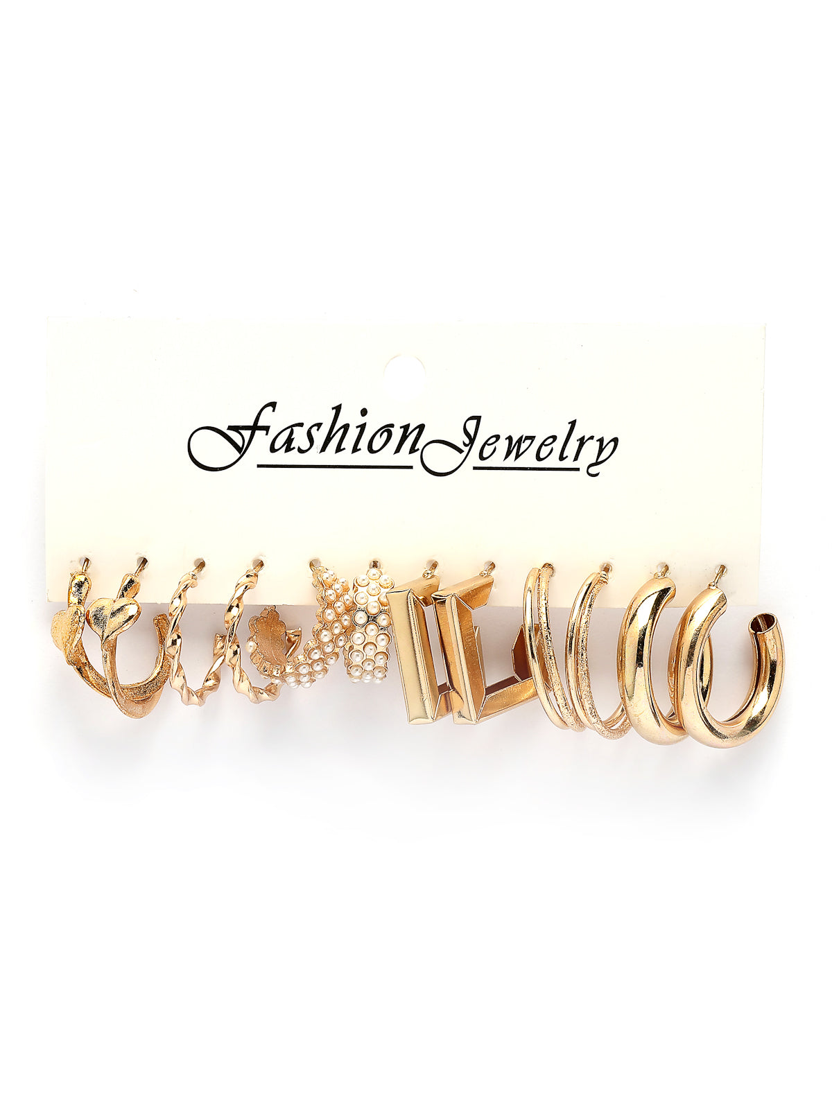 Scintillare By Sukkhi Geometric Fashionable Latest Stylish Gold Plated Pearls Studded Trendy Hoop Combo Earrings for Women & Girls|Pair of 6|CBE107203