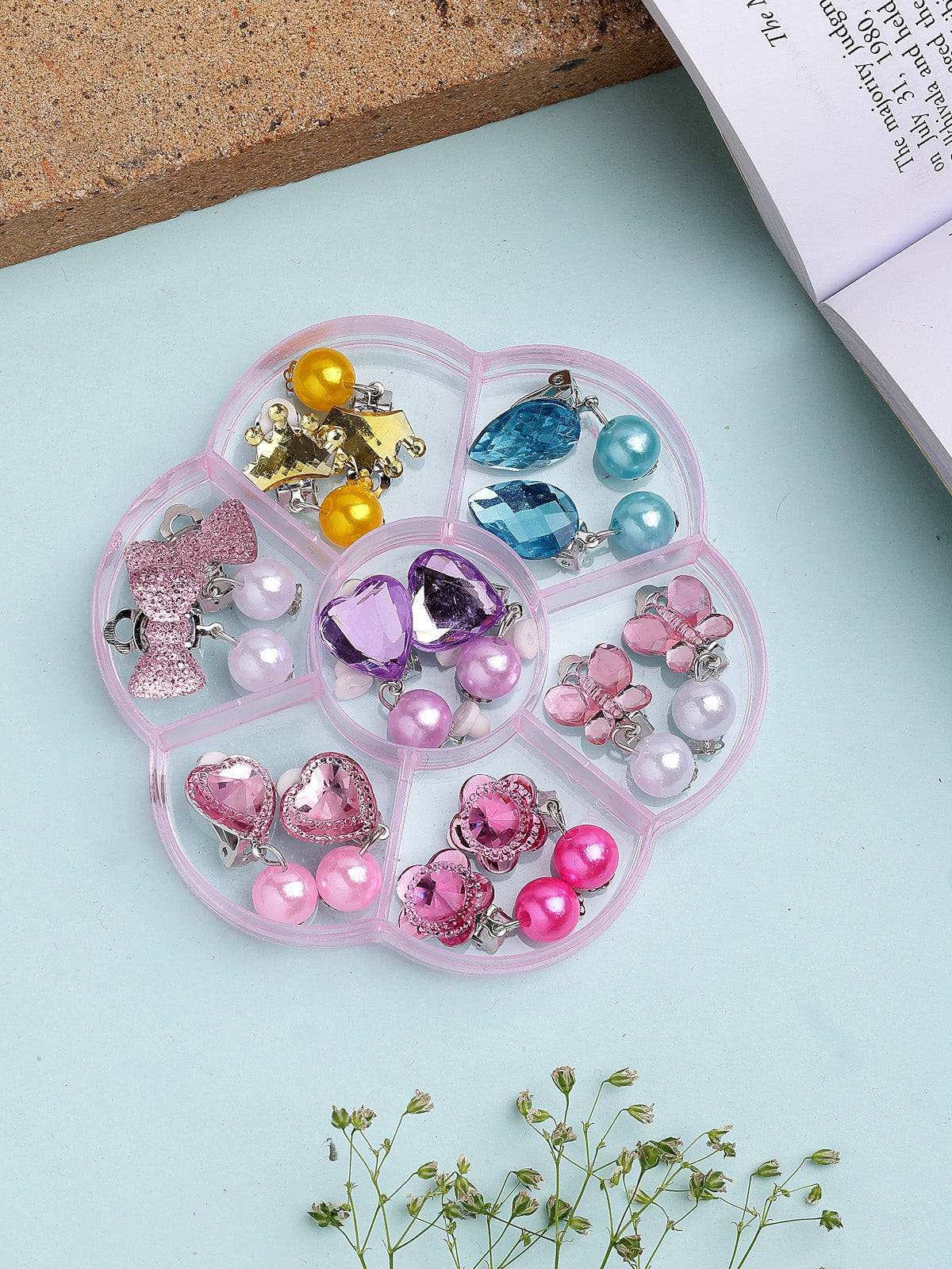 Scintillare By Sukkhi Most Beautiful Stylish Clip On Earring for Non Pierced Color Resin Crystal Combo Earrings for Women & Girls| Pretened Play Party Favov Dressing Up Jewellery|Pair of 7|CBE107206