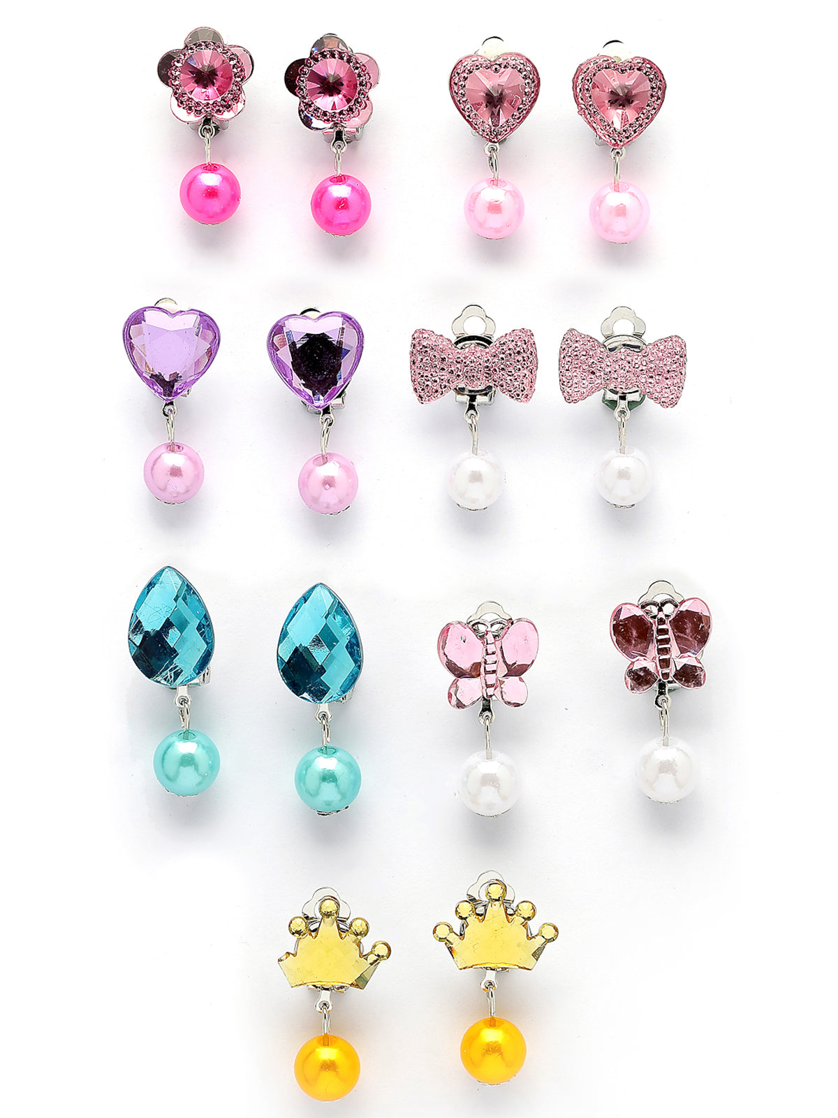 Scintillare By Sukkhi Most Beautiful Stylish Clip On Earring for Non Pierced Color Resin Crystal Combo Earrings for Women & Girls| Pretened Play Party Favov Dressing Up Jewellery|Pair of 7|CBE107206