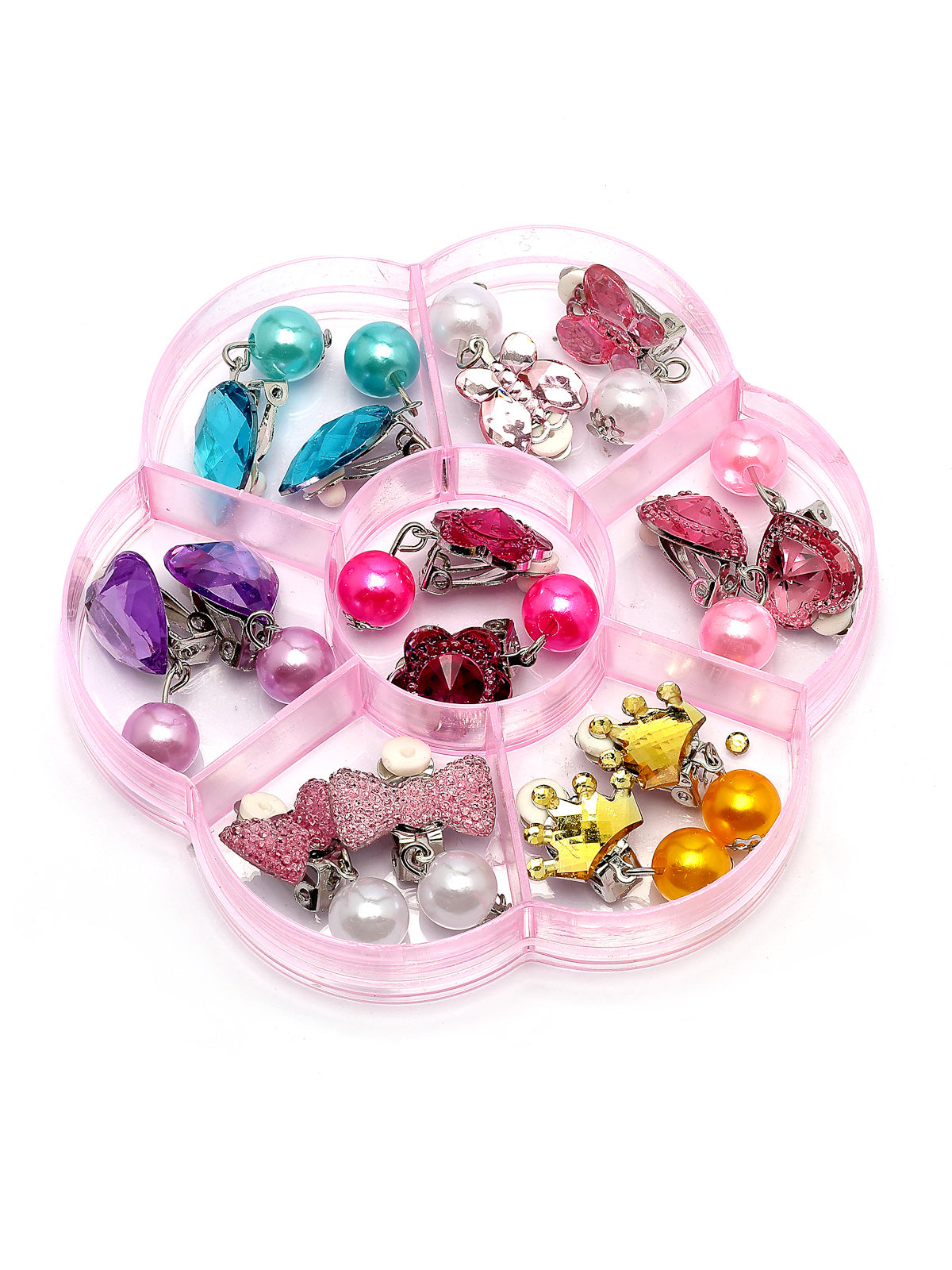 Scintillare By Sukkhi Most Beautiful Stylish Clip On Earring for Non Pierced Color Resin Crystal Combo Earrings for Women & Girls| Pretened Play Party Favov Dressing Up Jewellery|Pair of 7|CBE107206