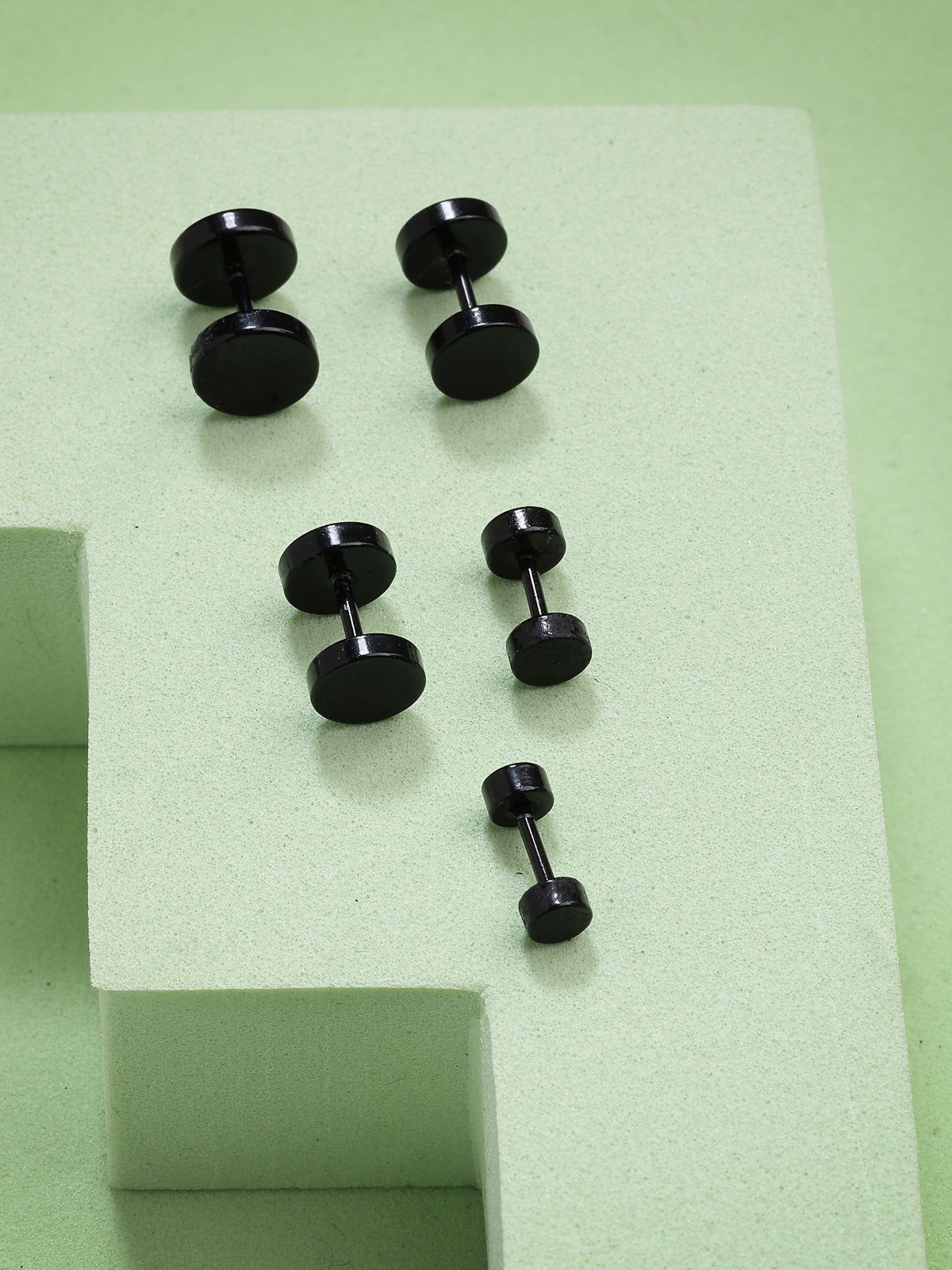 Scintillare By Sukkhi Fashion Stainless Steel Black Studs Earrings for Men & Boys|Combo Earrings 5 Pcs|Birthday Anniversary Gift for Men Boy & Husband|CBE107495