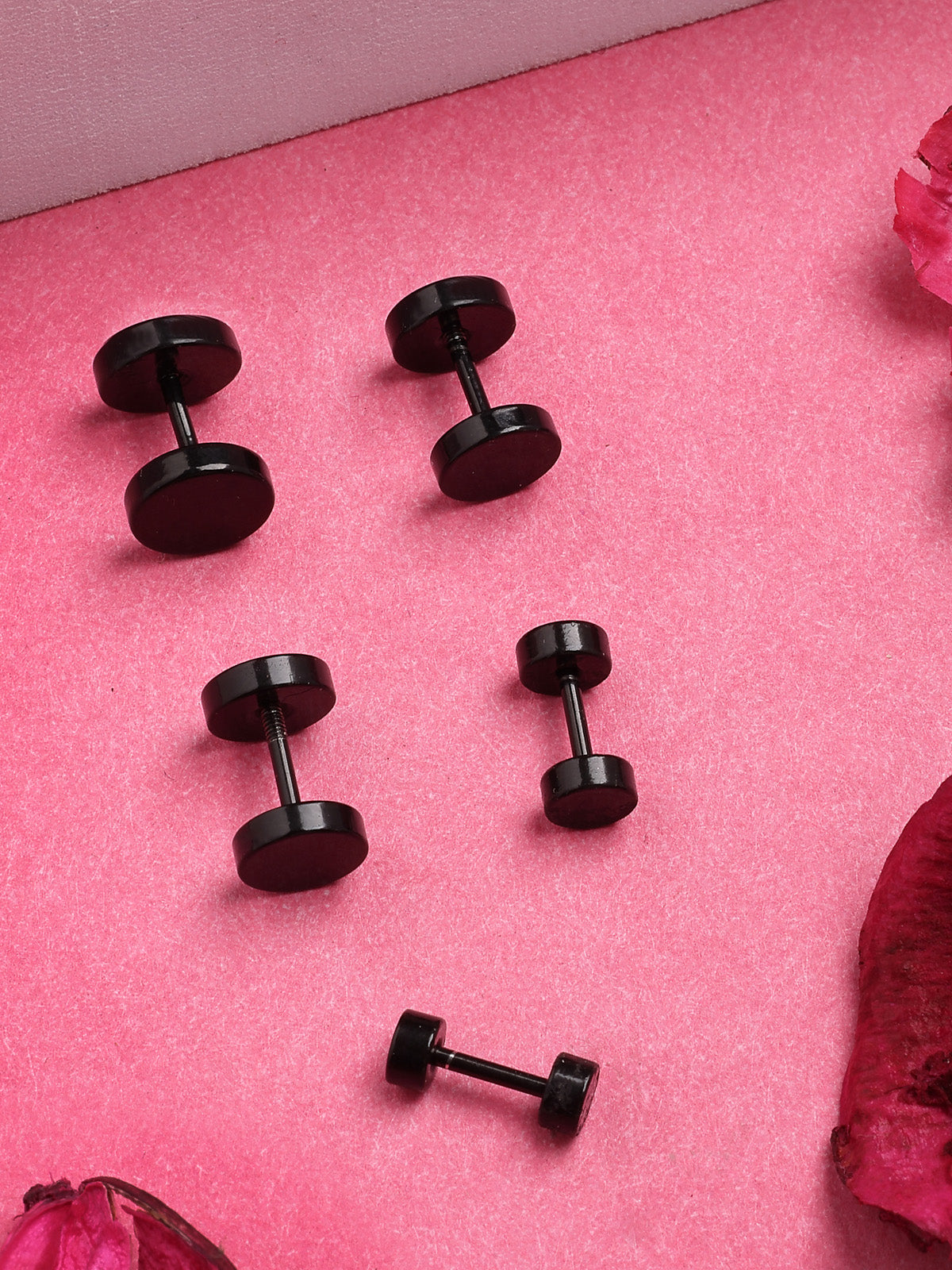 Scintillare By Sukkhi Fashion Stainless Steel Black Studs Earrings for Men & Boys|Combo Earrings 5 Pcs|Birthday Anniversary Gift for Men Boy & Husband|CBE107495