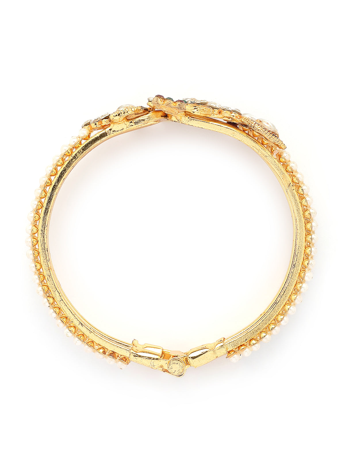 Sukkhi Trendy Fashion 18K Gold Plated with Diamond Studded Peacock Shaped & Meenakari Work Kada Bangle Set Jewellery For Women & Girls|Pack of 2|CBK107312 CBK107312