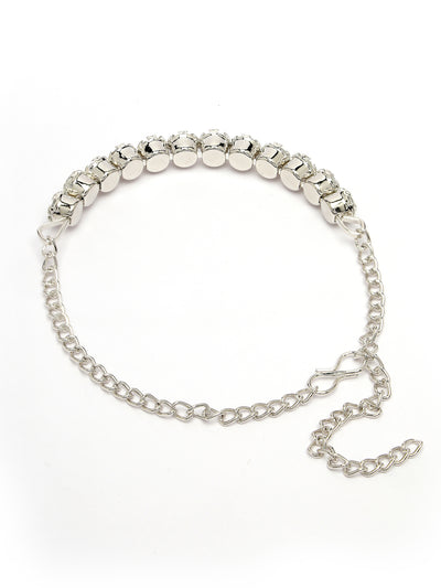 Sukkhi Decorative Crystals Stones Studded Rhodium Plated Choker Necklace Set with Studs Earrings & Adjustable Bracelet Combo Jewellery Set For Women & Girls|Set of 1|CBMIX106866