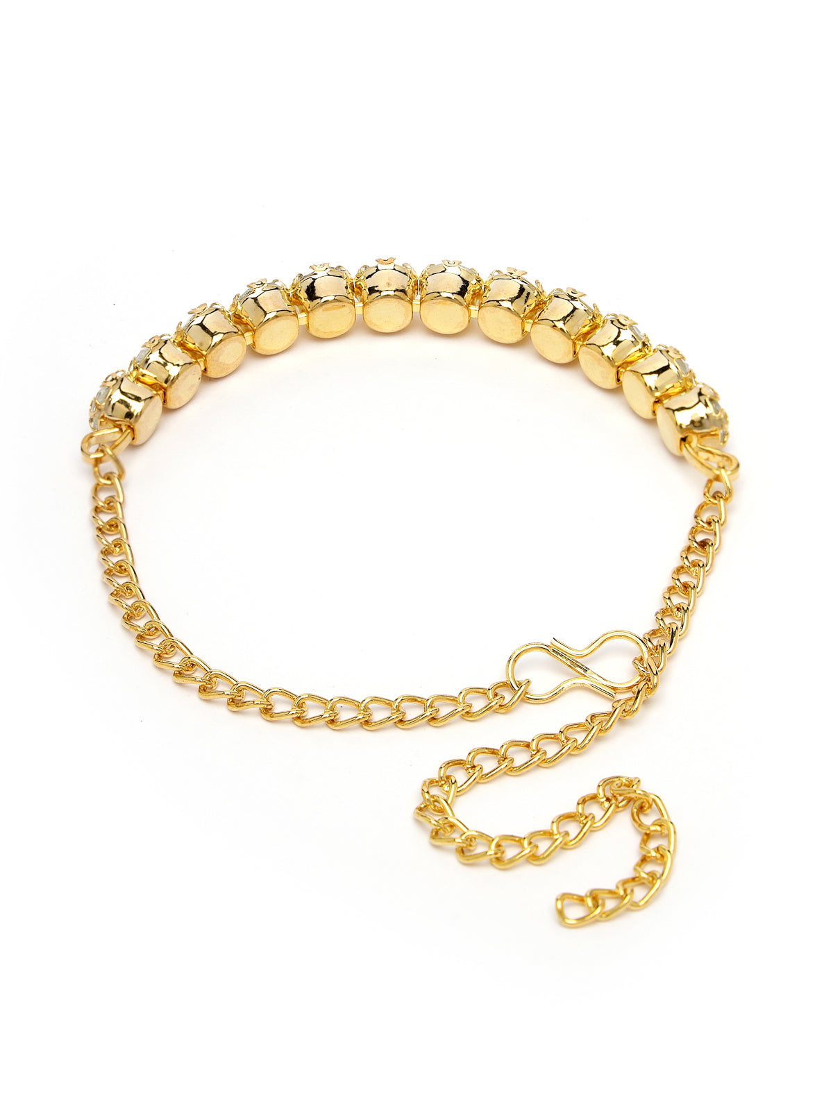 Sukkhi Decorative Crystals Stones Studded Gold Plated Choker Necklace Set with Studs Earrings & Adjustable Bracelet Combo Jewellery Set For Women & Girls|Set of 1|CBMIX106867