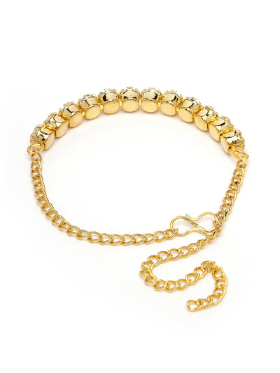 Sukkhi Decorative Crystals Stones Studded Gold Plated Choker Necklace Set with Studs Earrings & Adjustable Bracelet Combo Jewellery Set For Women & Girls|Set of 1|CBMIX106867