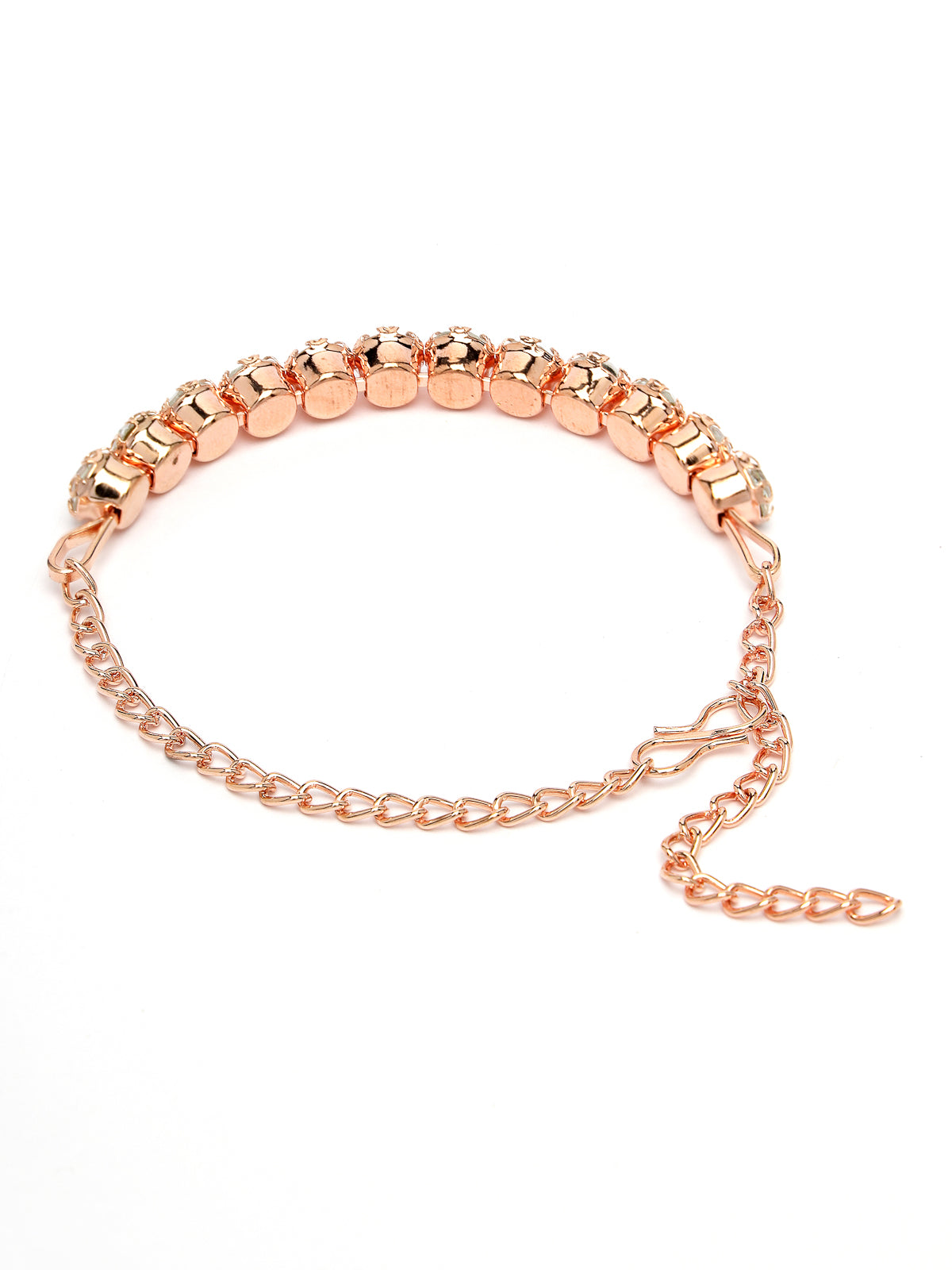 Sukkhi Decorative Crystals Stones Studded Rose Gold Plated Choker Necklace Set with Studs Earrings & Adjustable Bracelet Combo Jewellery Set For Women & Girls|Set of 1|CBMIX106868