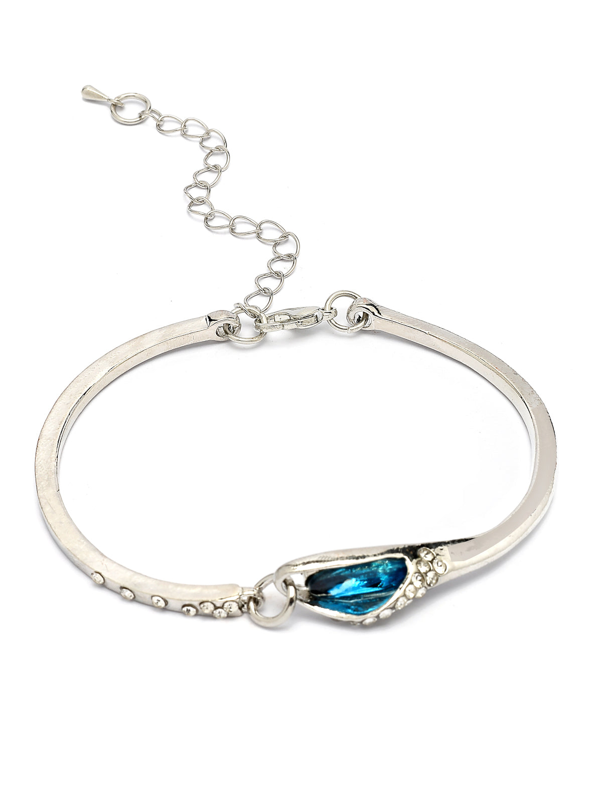 Scintillare By Sukkhi Italian Fashionable Design Rhodium Plated Crystal Stone Studded Non Precious Metal Blue Pendant with Dangle Earring Bracelet Combo Jewellery for Women & Girls|CBMIX107209