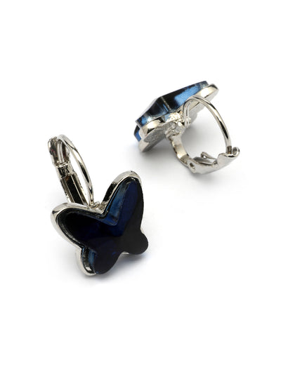 Scintillare By Sukkhi Butterfly Shaped Platinum Plated with Crystal Diamond Studded Pendant Chain Drop Earring Bracelet Blue Combo Jewellery for Women & Girls|CBMIX107210