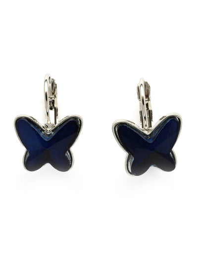 Scintillare By Sukkhi Butterfly Shaped Platinum Plated with Crystal Diamond Studded Pendant Chain Drop Earring Bracelet Blue Combo Jewellery for Women & Girls|CBMIX107210