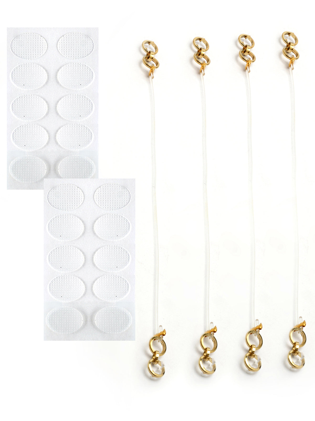 Scintillare By Sukkhi Gold Plated Invisible Transparent Stretchable Adjustable Lightweight Ear Chain for Heavy Earrings Comfortable Ear Support for Women & Girls|2 Pair with Invisible Ear Lobe & 20 Support Patches|CBMIX107211