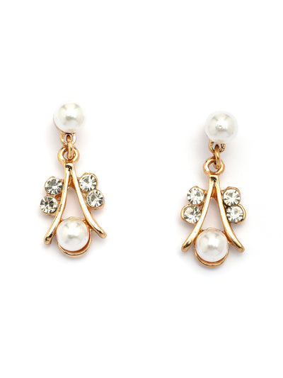 Sukkhi Most Beautiful Faux Pearls & AD Stones Gold Plated White Choker Necklace with Drop Earring & Bracelet Combo Jewellery Set For Women & Girls|CBMIX107314