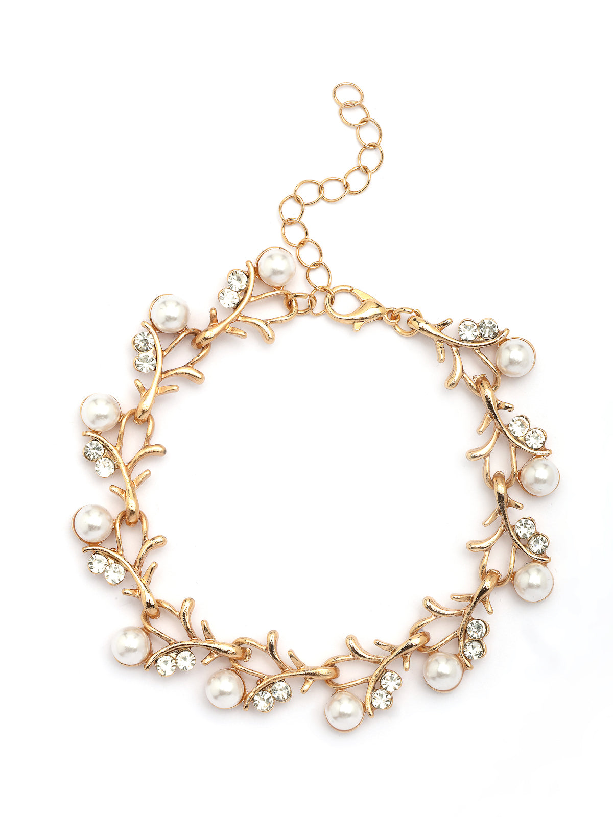 Sukkhi Most Beautiful Faux Pearls & AD Stones Gold Plated White Choker Necklace with Drop Earring & Bracelet Combo Jewellery Set For Women & Girls|CBMIX107314